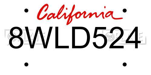 8WLD524 California License Plate