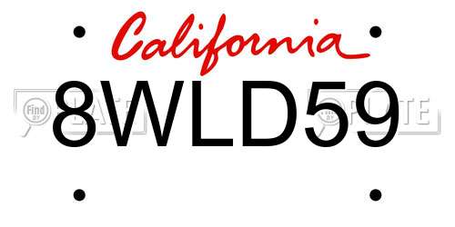 8WLD59 California License Plate