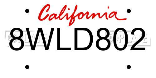 8WLD802 California License Plate