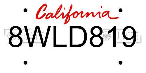 8WLD819 California License Plate