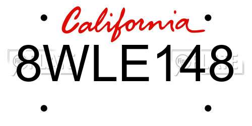 8WLE148 California License Plate