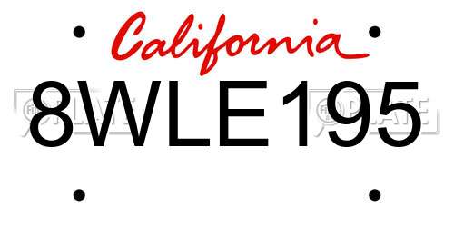 8WLE195 California License Plate