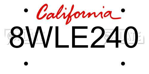 8WLE240 California License Plate