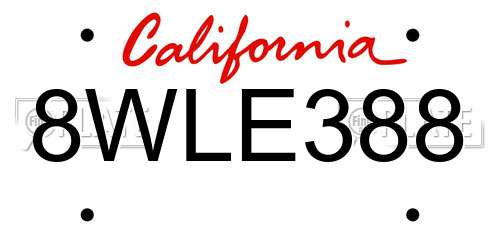 8WLE388 California License Plate