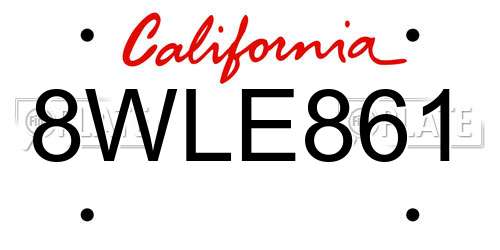 8WLE861 California License Plate