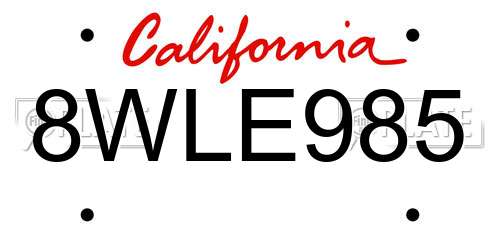 8WLE985 California License Plate