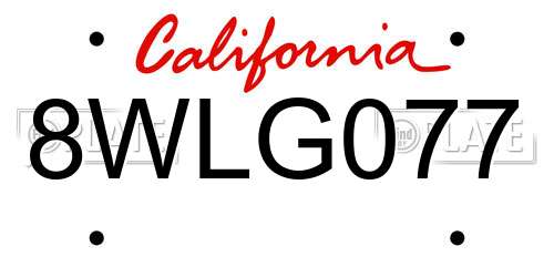 8WLG077 California License Plate