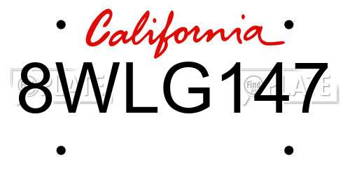 8WLG147 California License Plate