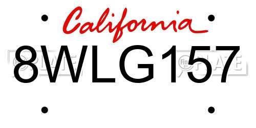 8WLG157 California License Plate