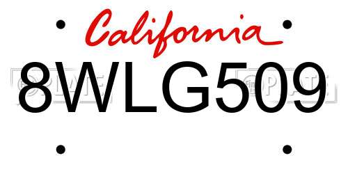 8WLG509 California License Plate