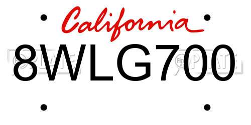 8WLG700 California License Plate
