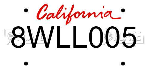 8WLL005 California License Plate