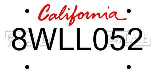 8WLL052 California License Plate