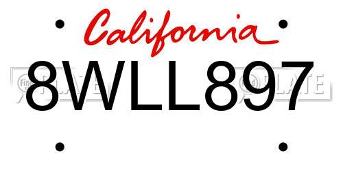 8WLL897 California License Plate