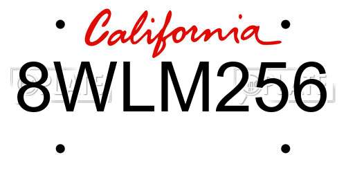 8WLM256 California License Plate