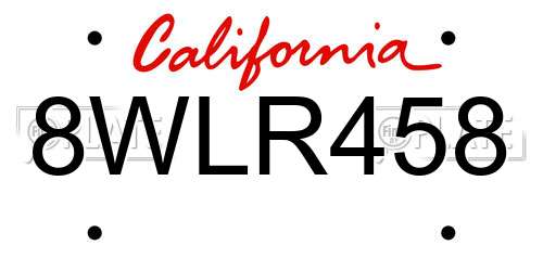 8WLR458 California License Plate