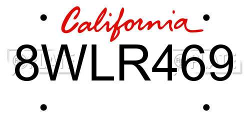8WLR469 California License Plate