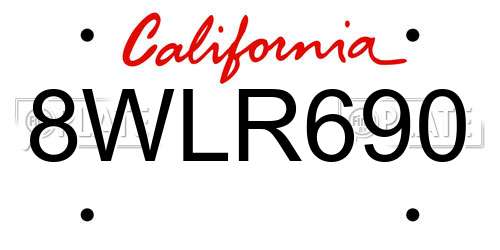 8WLR690 California License Plate