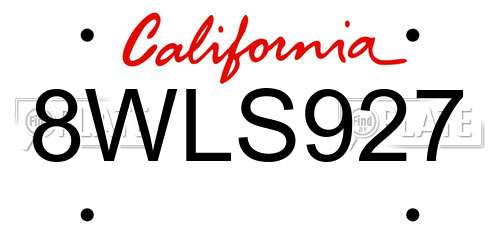 8WLS927 California License Plate