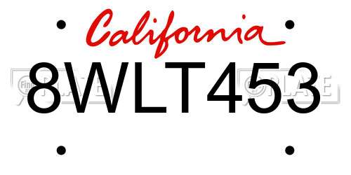8WLT453 California License Plate