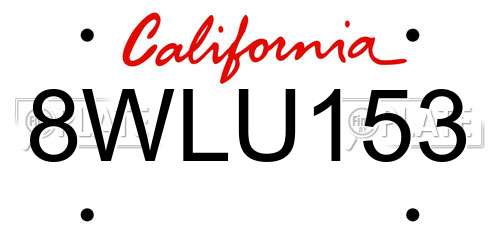8WLU153 California License Plate