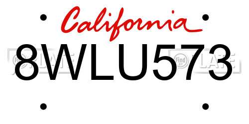 8WLU573 California License Plate