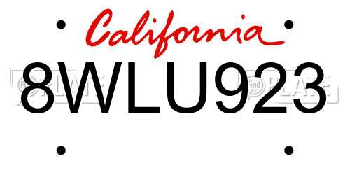 8WLU923 California License Plate