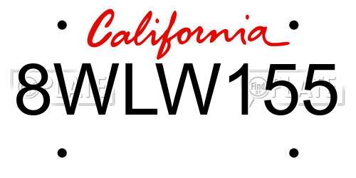 8WLW155 California License Plate