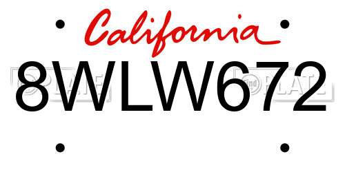 8WLW672 California License Plate