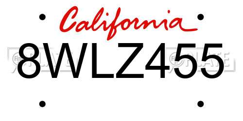 8WLZ455 California License Plate