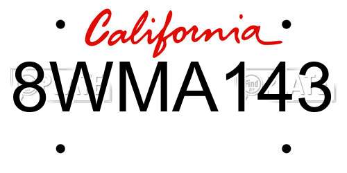 8WMA143 California License Plate
