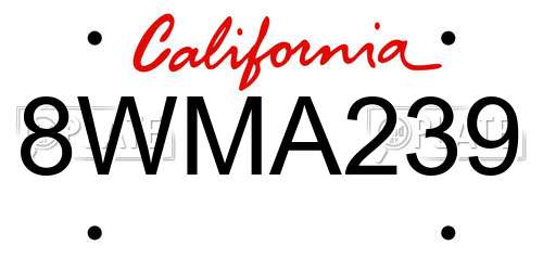 8WMA239 California License Plate