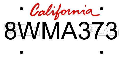 8WMA373 California License Plate