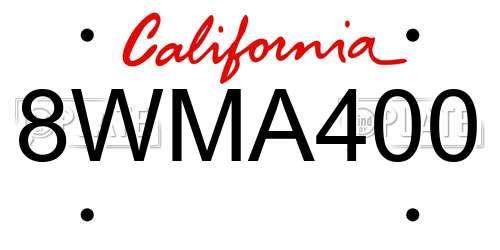 8WMA400 California License Plate