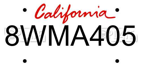 8WMA405 California License Plate