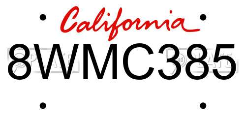 8WMC385 California License Plate