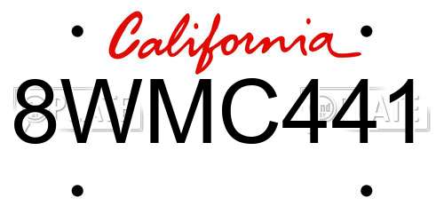 8WMC441 California License Plate