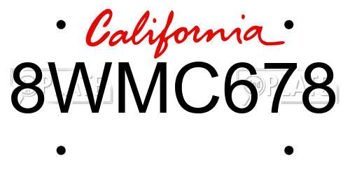 8WMC678 California License Plate