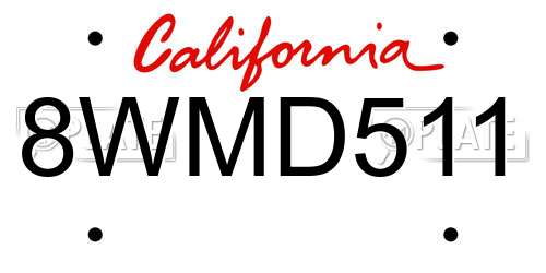 8WMD511 California License Plate