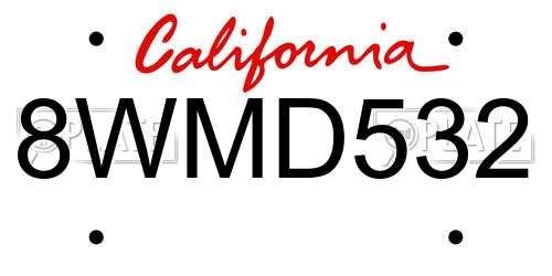8WMD532 California License Plate