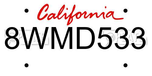 8WMD533 California License Plate