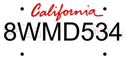 8WMD534 California License Plate