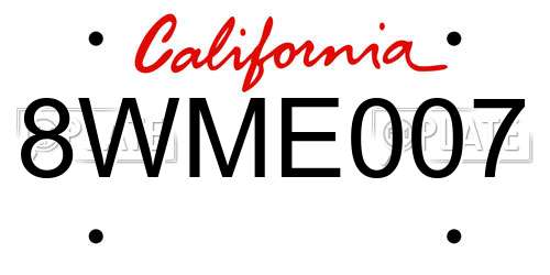 8WME007 California License Plate