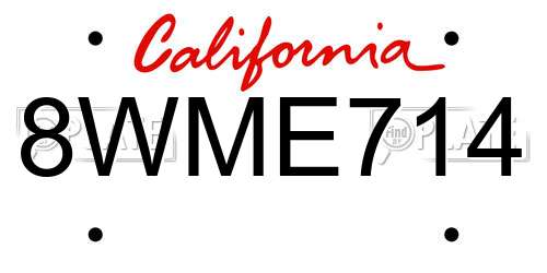 8WME714 California License Plate