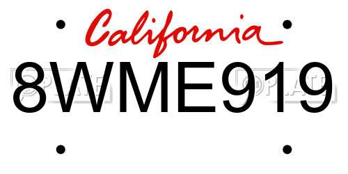 8WME919 California License Plate
