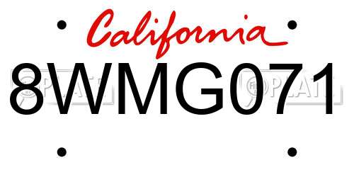 8WMG071 California License Plate