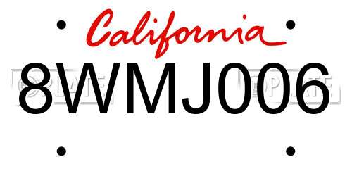 8WMJ006 California License Plate