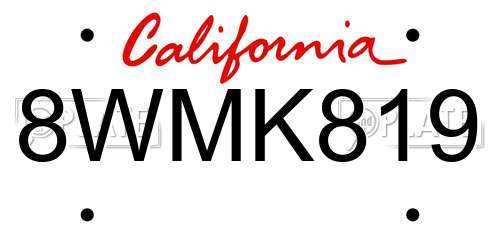 8WMK819 California License Plate