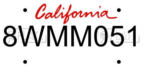 8WMM051 California License Plate