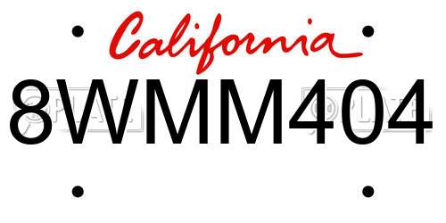 8WMM404 California License Plate